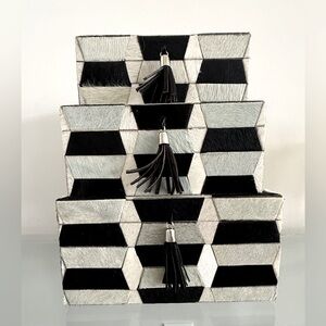 Cow skin covered Geometric Black and White Storage or jewelry Boxes